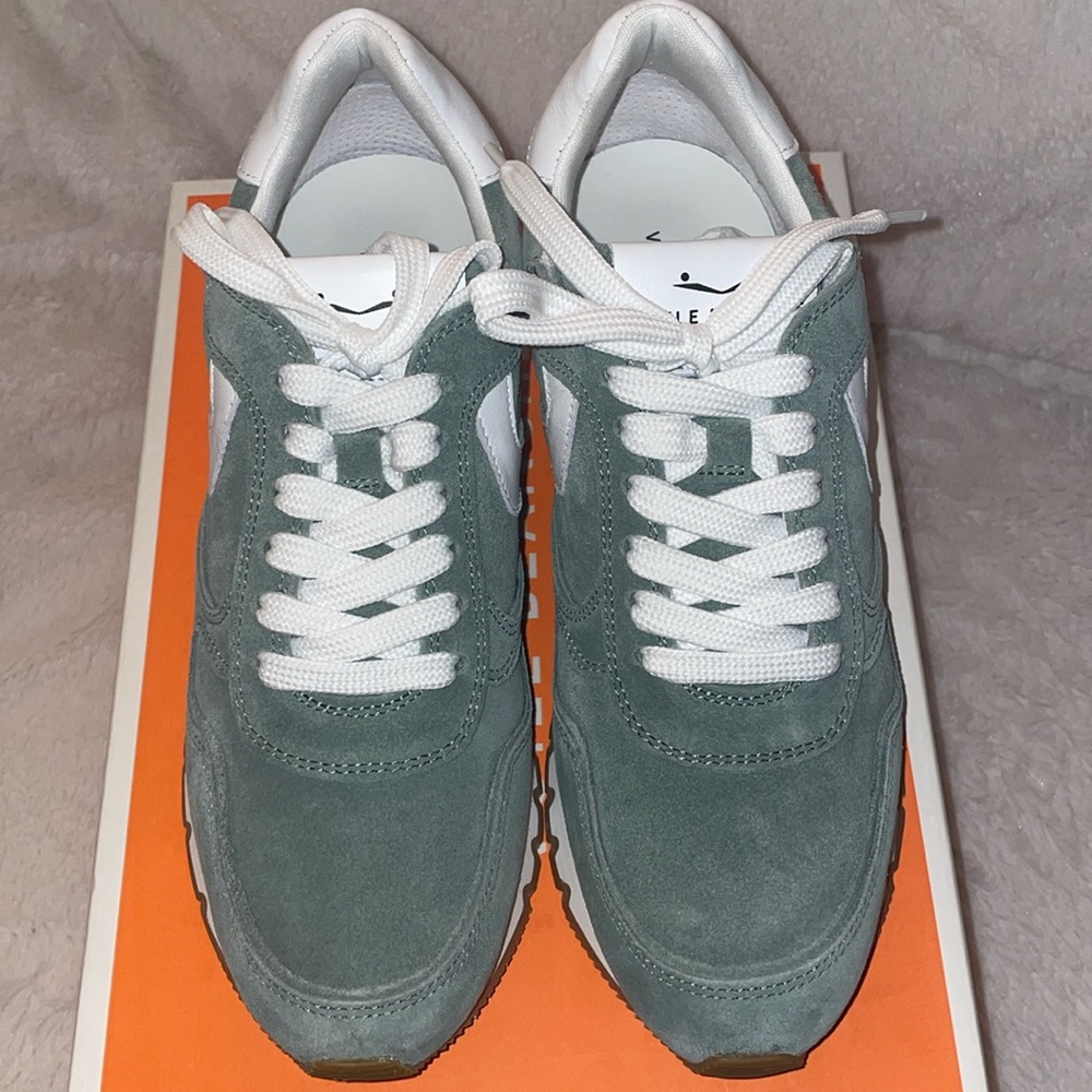 NWT VOILE BLANCHE JULIA Leather And Suede Sneakers in Sage - Picture 9 of 15